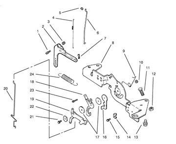 Engine Controls Diagram and Parts List for 72102 8900001 - 8900399 Toro Lawn Tractor