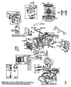 Engine Briggs & Stratton Model No. 130902 Type 1200-01 Diagram and Parts List for 22005 6000001 - 6999999 Toro Lawn Mower