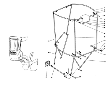 Snow Cab Assembly No. 68-9500 (Optional) Diagram and Parts List for 38580 2000001 - 2999999 Toro Snow Blower
