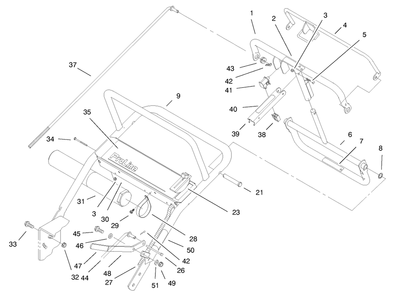 Handle Asm Diagram and Parts List for 30196 990001 - 990200 Toro Lawn Mower