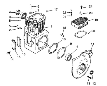 Crankcase And Cylinder Head Diagram and Parts List for 73400 3900001 - 3999999 Toro Lawn Tractor