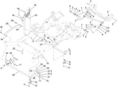 Deck Lift Assembly Diagram and Parts List for 74951 (311000001-311000402)(2011) Toro Lawn Mower