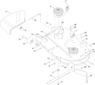 42 Inch Deck And Decal Assembly Diagram and Parts List for 75841 416499999 - 417399999 Toro Lawn Tractor