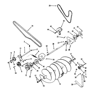 Auger Assembly Diagram and Parts List for 79360 4900001 - 4999999 Toro Lawn Tractor