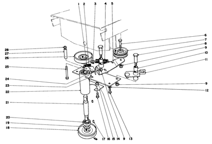 Power Take-Off Assembly Diagram and Parts List for 55256 1000001 - 1999999 Toro Lawn Tractor