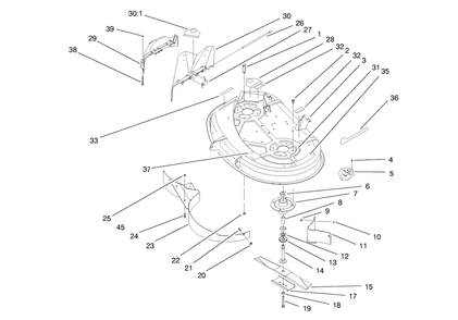 Deck Assembly (38" Cutting Unit) Diagram and Parts List for 71190 7900001 - 7999999 Toro Lawn Tractor