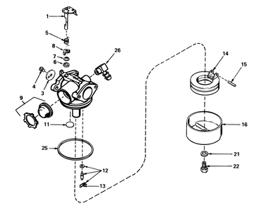 Carburetor No. 632050 Diagram and Parts List for 20705 0000001 - 0999999 Toro Lawn Mower