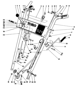 Handle Assembly Diagram and Parts List for 38052 8000001 - 8999999 Toro Snow Blower