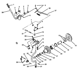 Pto Clutch & Control Diagram and Parts List for 73501 59000001 - 59000411 Toro Lawn Tractor