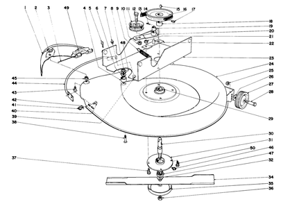25" Mower Assembly Diagram and Parts List for 57054 0000001 - 0999999 Toro Lawn Tractor