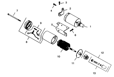 Starter Diagram and Parts List for 73380 4900001 - 4999999 Toro Lawn Tractor