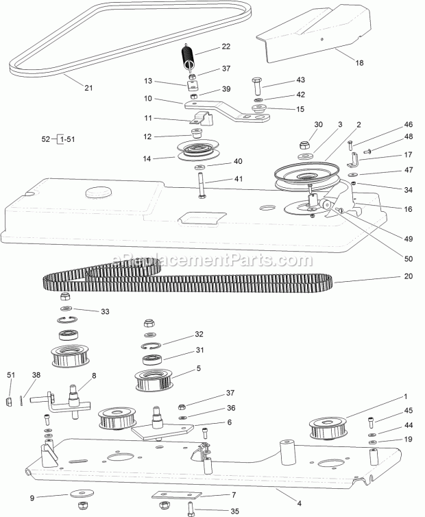 Cutting Pan And Drive System Assembly No. 125 Diagram and Parts List for 74596 312000001-312999999 Toro Lawn Mower