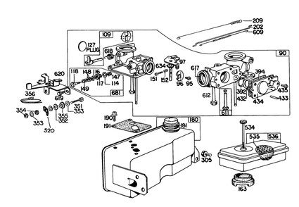 Briggs & Stratton Carburetor Assembly Model 299448 Diagram and Parts List for 56006 9000001 - 9999999 Toro Lawn Tractor