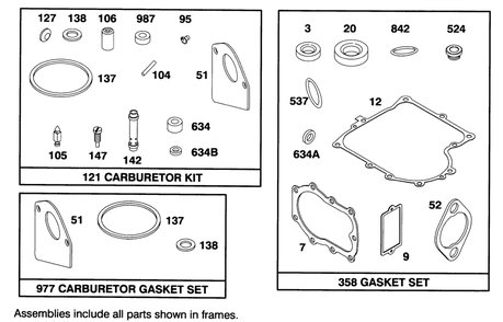 Engine Briggs & Stratton Model 28m707-0122-01 Diagram and Parts List for 71213 59000001 - 59100000 Toro Lawn Tractor