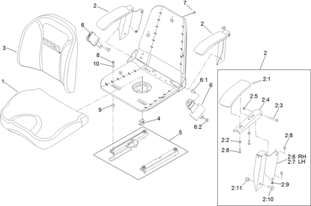 Seat Assembly Diagram and Parts List for 74141TE (312000001-312999999)(2012) Toro Lawn Mower