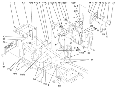 Steering Tower & Fuel Tank Suppports Assembly Diagram and Parts List for 73552 9900001 - 9999999 Toro Lawn Tractor