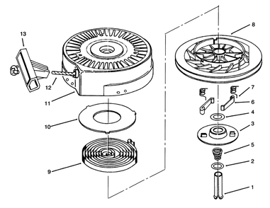 Recoil Starter No. 590652 Diagram and Parts List for 38170 5900001 - 5999999 Toro Snow Blower