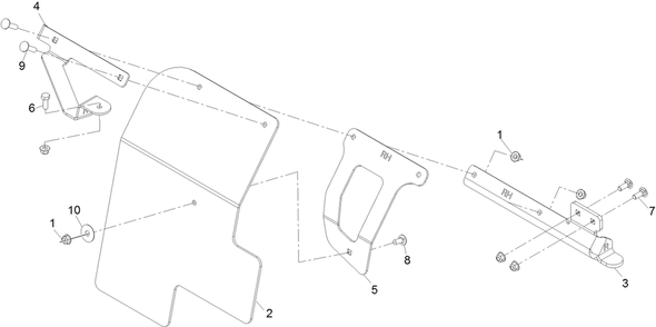 Rh Mud Flap Assembly Diagram and Parts List for 72096 406343181-407109999 Toro Lawn Tractor