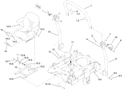 Roll-Over Protection System Assembly Diagram and Parts List for 74265TE (270000001-270999999)(2007) Toro Lawn Mower