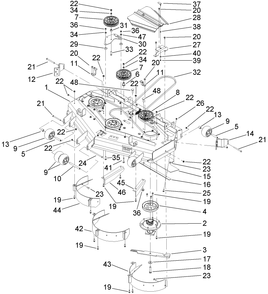 Deck Assembly Diagram and Parts List for 74279TE (270000001-270999999)(2007) Toro Lawn Tractor
