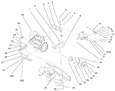 Liquid Cooled Diesel Engine Assembly Diagram and Parts List for 73550 8900001 - 8999999 Toro Lawn Tractor