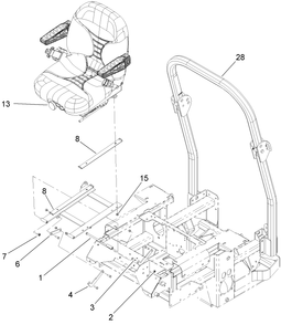 Seat And Roll-Over Protection System Assembly Diagram and Parts List for 74269TE (270000001-270999999)(2007) Toro Lawn Mower