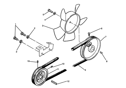 Drive Belt And Pulleys Diagram and Parts List for 73520 4900001 - 4999999 Toro Lawn Tractor