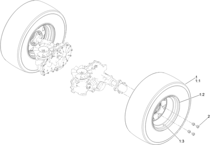 Rear Drive Wheel Assembly Diagram and Parts List for 77281 414300000 - 999999999 Toro Lawn Tractor