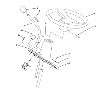 Steering Wheel And Console Assembly Diagram and Parts List for 22-14O501 1000001 - 1999999 Toro Lawn Tractor