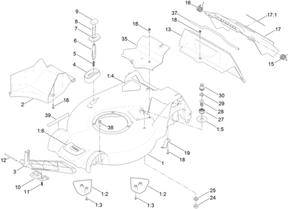 Housing Assembly Diagram and Parts List for 20838 401700000 - 409999999 Toro Lawn Mower