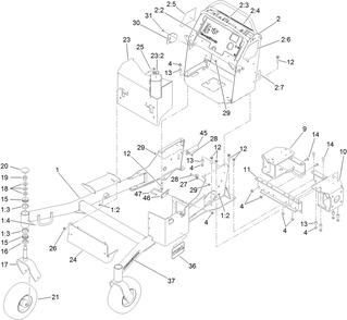 Frame Assembly Diagram and Parts List for 74583 (313000001-313001000)(2013) Toro Lawn Mower