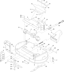 Deck, Gearbox And Driveshaft Mounting Assembly Diagram and Parts List for 74313 402090000-403319680 Toro Lawn Tractor