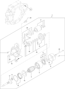 Starting Motor Assembly Diagram and Parts List for 22370 413000000 - 414487256 Toro Lawn Tractor Accessories