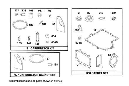 Engine Briggs & Stratton Model 286707-0453-01 Diagram and Parts List for 71184 6900001 - 6999999 Toro Lawn Tractor