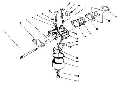 Carburetor Assembly Diagram and Parts List for 20582C 6000001 - 6999999 Toro Lawn Mower