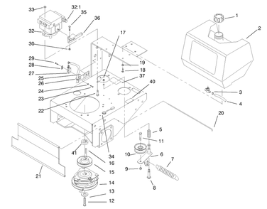 Fuel Tank, Hydro Pump & Pto Diagram and Parts List for 30192 790001 - 799999 Toro Lawn Tractor Accessories