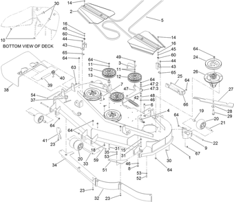 Deck Assembly Diagram and Parts List for 74265TE (313000001-313999999)(2013) Toro Lawn Mower