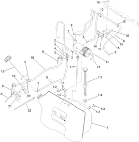 Fuel Tank Assembly Diagram and Parts List for 79534 (313000001-313999999)(2013) Toro Lawn Mower