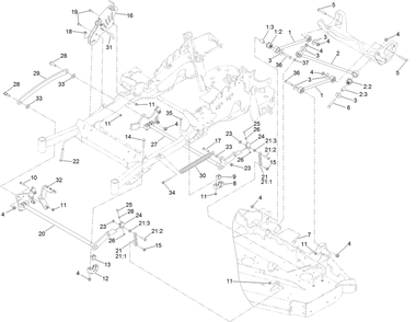 Deck Lift Assembly Diagram and Parts List for 74945 401800000-403226783 Toro Lawn Tractor