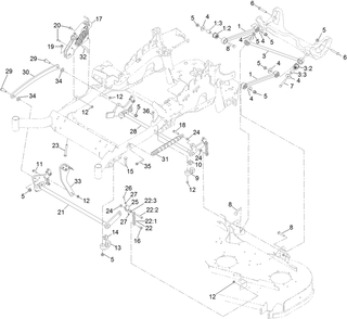 Deck Lift Assembly Diagram and Parts List for 72951 414086163 - 999999999 Toro Lawn Tractor