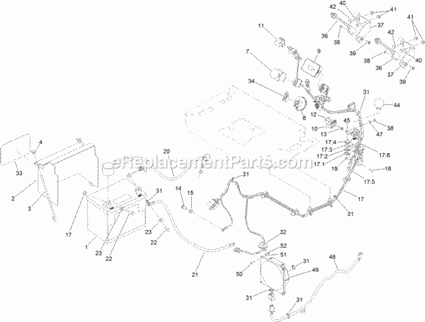 Electrical Assembly Diagram and Parts List for 74575 315000001-315999999 Toro Lawn Mower