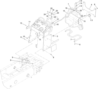 Fuel Tank And Tower Assembly Diagram and Parts List for 68138HD 400000000 - 403090249 Toro Lawn Tractor Accessories