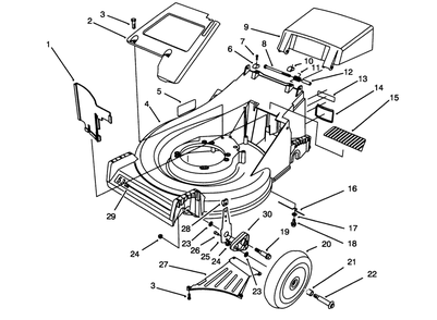 Housing Assembly Diagram and Parts List for 26630B 4900001 - 4999999 Toro Lawn Mower