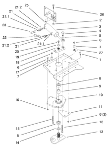Lower Power Steering Assembly Diagram and Parts List for 73550 8900001 - 8999999 Toro Lawn Tractor