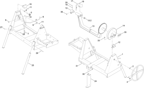 Main Frame Assembly Diagram and Parts List for 68007C 400000000 - 401999999 Toro Cement Mixer