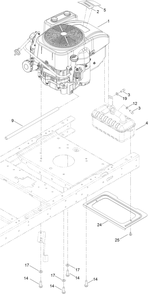 Engine And Muffler Assembly Diagram and Parts List for 74750 316000001 - 316999999 Toro Lawn Tractor