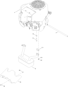 Engine And Muffler Assembly Diagram and Parts List for 74696 400000000 - 999999999 Toro Lawn Tractor