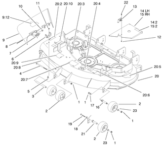 Decals, Deflector, Cover And Rollers Assembly Diagram and Parts List for 74170 990001 - 999999 Toro Lawn Tractor