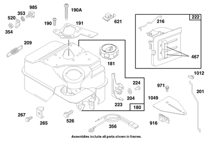 Engine Briggs & Stratton Model 135202-0263-01 Diagram and Parts List for 62924 9900001 - 9999999 Toro Leaf Blower / Vacuum
