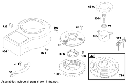 Engine Briggs & Stratton Model Diagram and Parts List for 70084 8900001 - 8999999 Toro Lawn Tractor
